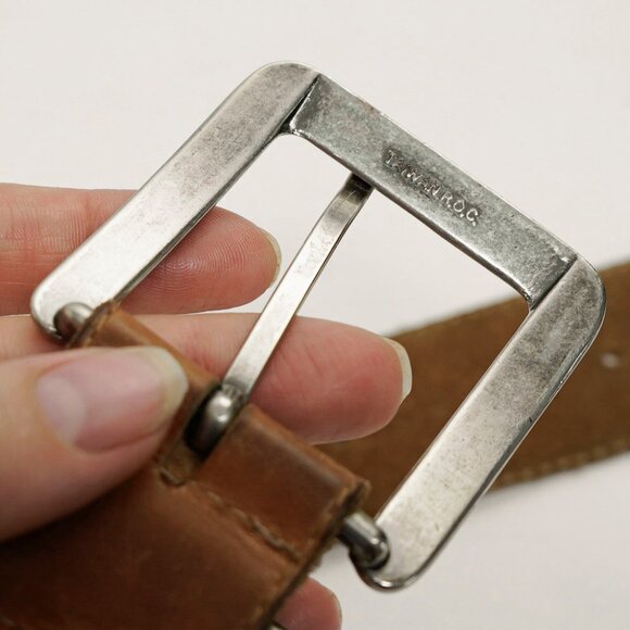 Vintage 90s Brown Leather Coastal Cowgirl Western Silver Tone Long Belt